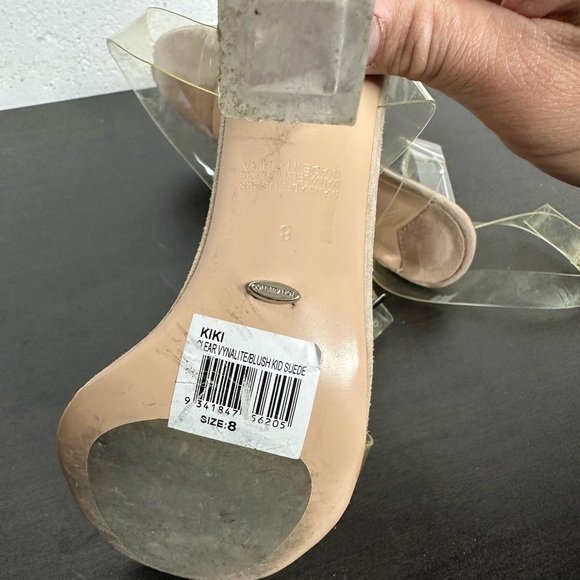 Tony Bianco Kiki Clear Vynalite/Blush Kid Suede shoe size 8 - Picture 5 of 7